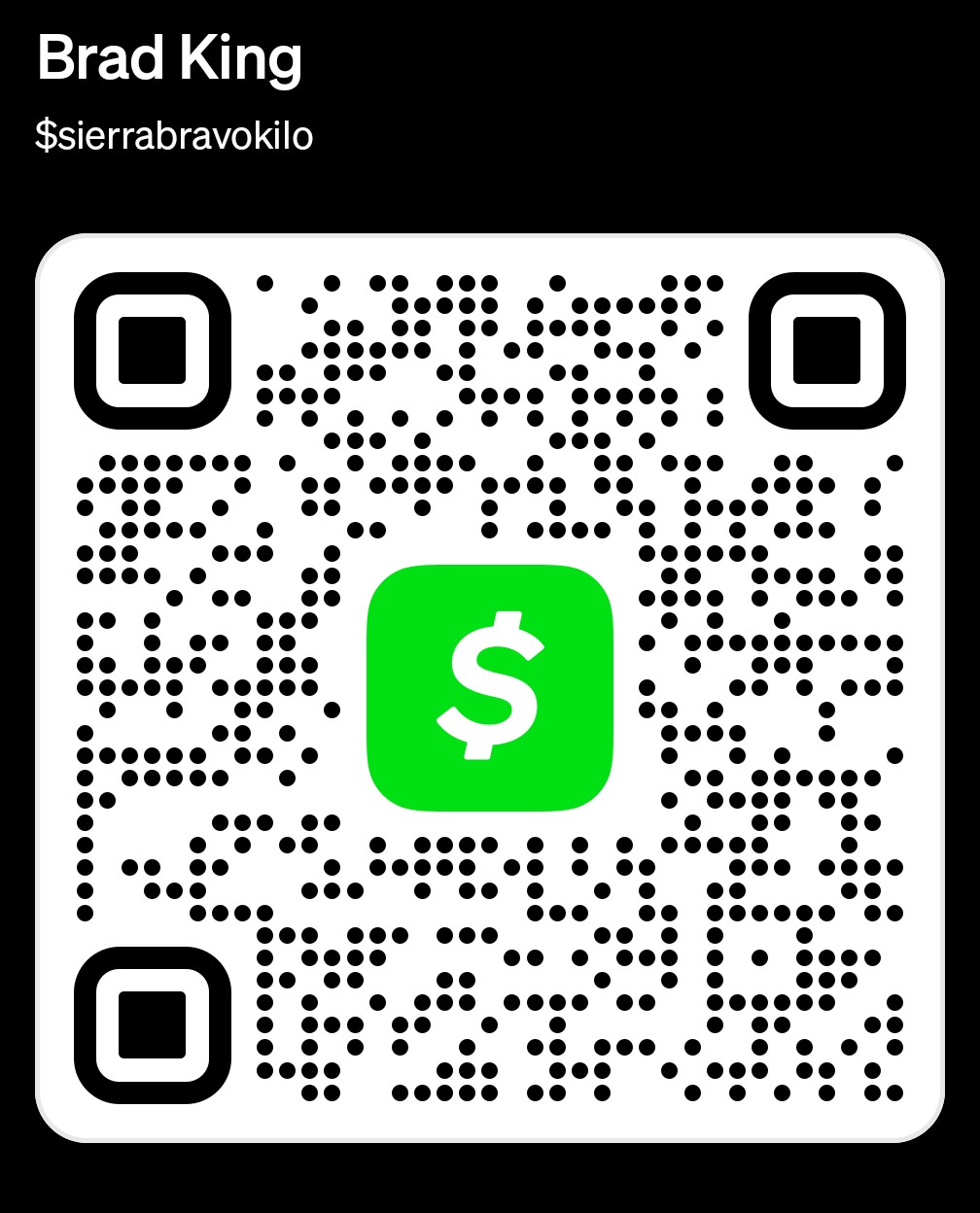 Cash App payment barcode for KingFlyWorks